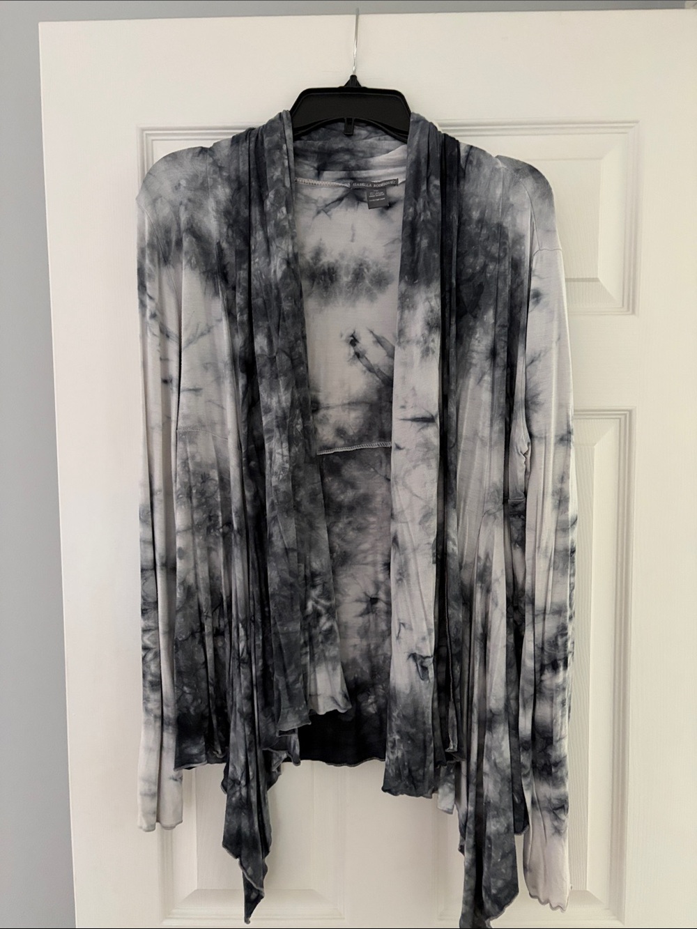Black & White Tie-Dye Open Front Drape Cardigan and comfortable